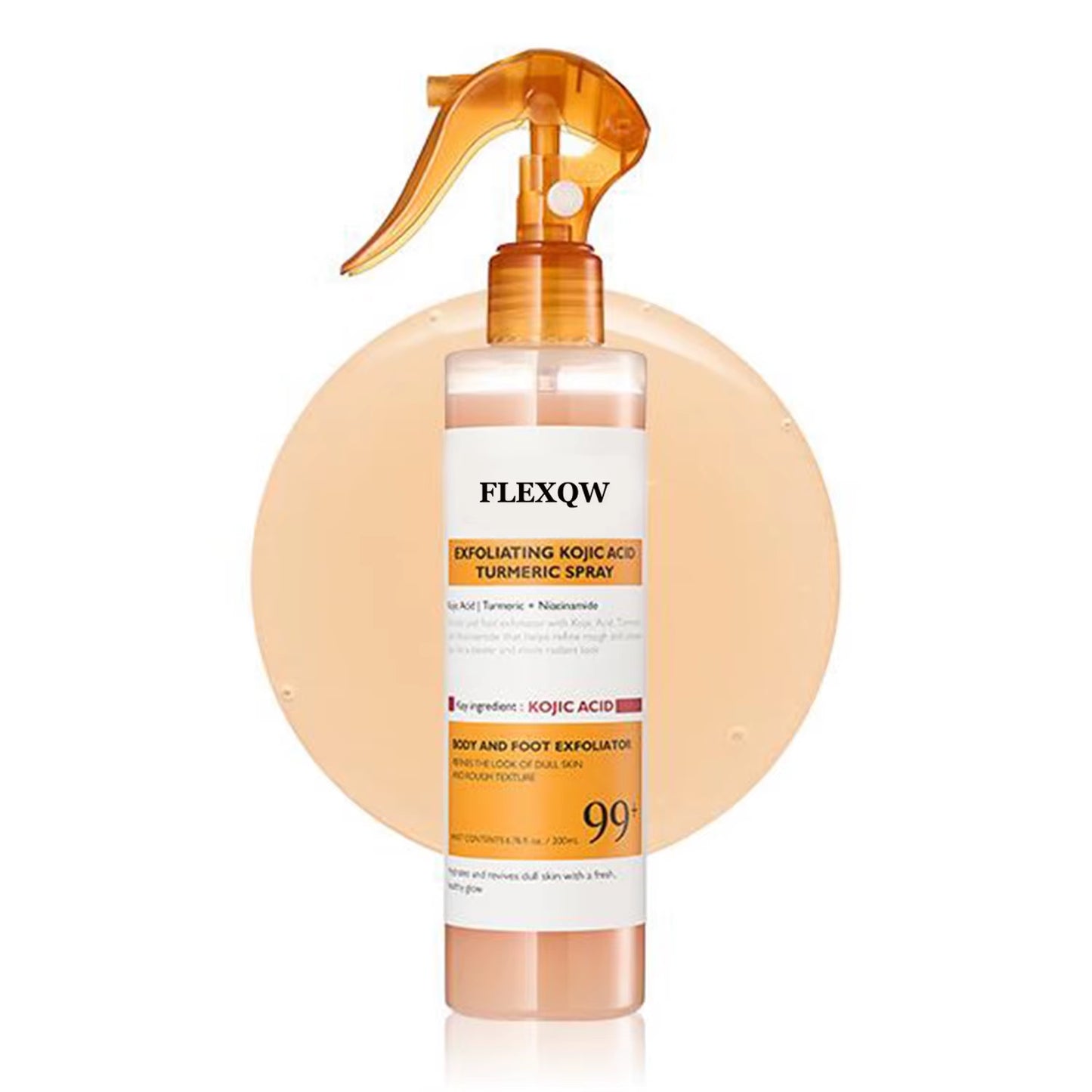 Kojic Acid Turmeric Body Scrub Spray: Deeply Cleanses and Moisturizes, Gently Removing Dead Skin Cells.
