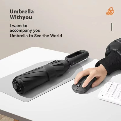 Fully Automatic Umbrella for Men and Women with Ring Buckle Design Large Rib Strong Sunshade Double Umbrella Folding Compact